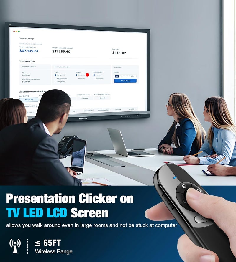 HEYLACOOLX Presentation Clicker for TV LED LCD Screen Digital Presentation Clicker w Magnifier Highlight,2 in 1 Type C Presenter Remote Pointer Wireless with Volume Control for Classroom Teacher Projector Mac - Image 2